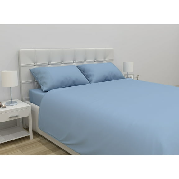 Safdie & Co. 4-piece Modern Polyester Solid Double Sheet Set in Light Blue