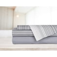 thumbnail image 1 of Safdie & Co. 4-piece Modern Polyester Solid Stripe King Sheet Set in Gray, 1 of 3
