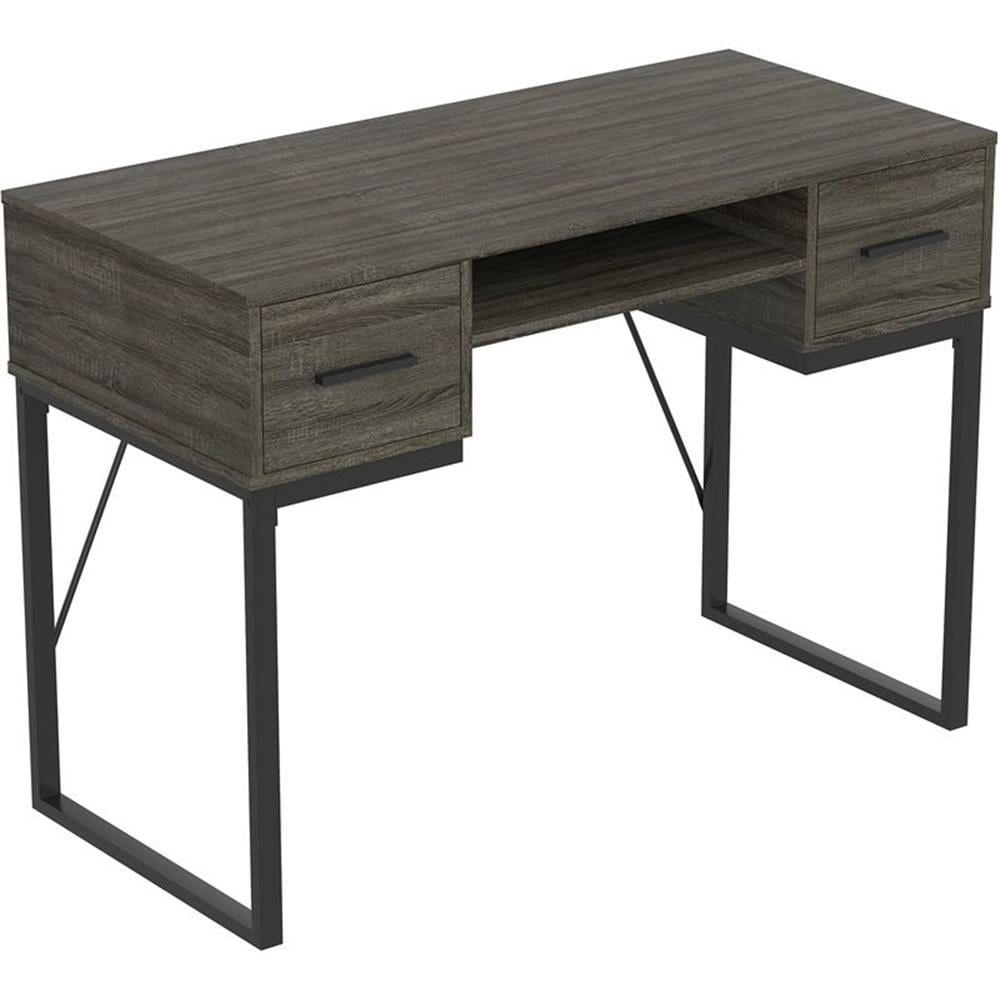 Safdie & Co. 42.5"L 2-Drawers 1-Shelf Black Metal Computer Desk in Dark ...