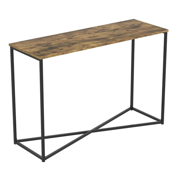 Safdie & Co. 44"L Black X Metal Console Table in Brown Reclaimed Wood