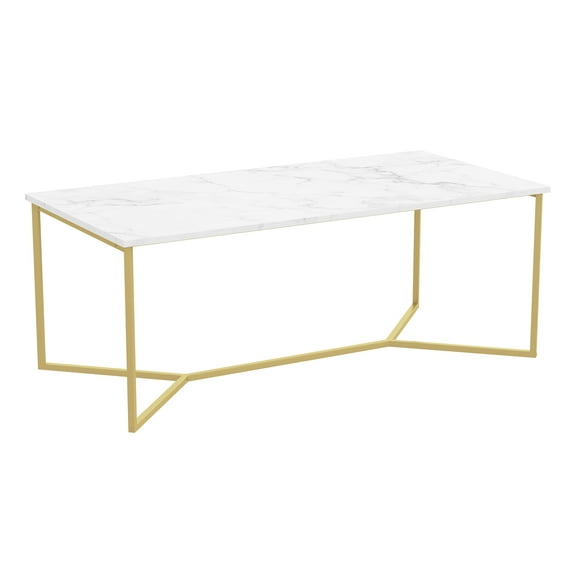 Safdie & Co. 44"L Coffee Table Marble Gold Metal