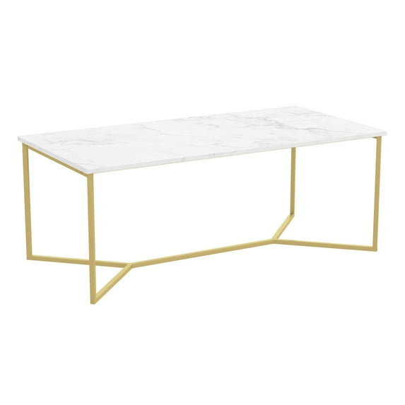 Safdie & Co. 44"L Coffee Table Marble Gold Metal