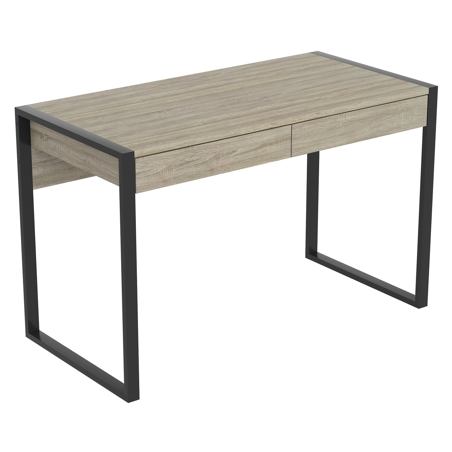 Safdie & Co. 47"L 2-Drawers Black Metal Computer Desk in Dark Taupe