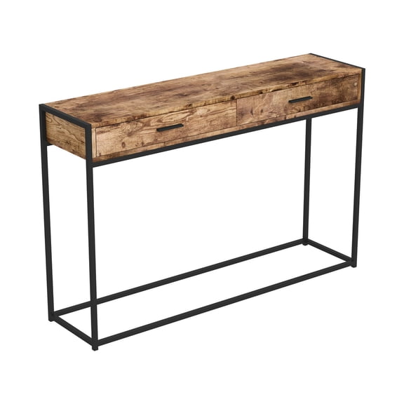 Safdie & Co. 48"L 2-Drawers Black Metal Console Table in Brown Reclaimed Wood