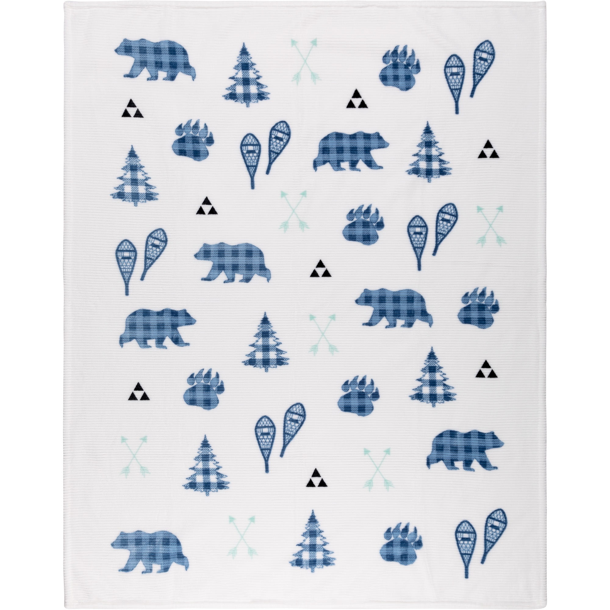 Blue and White Knitted Polyester Throw Blanket