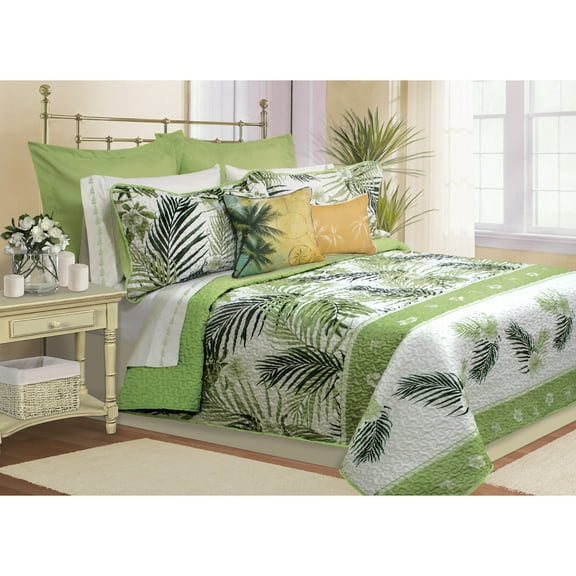 Safdie & Co. 5-piece Premium Microfiber King Quilt Set in Green Tahiti