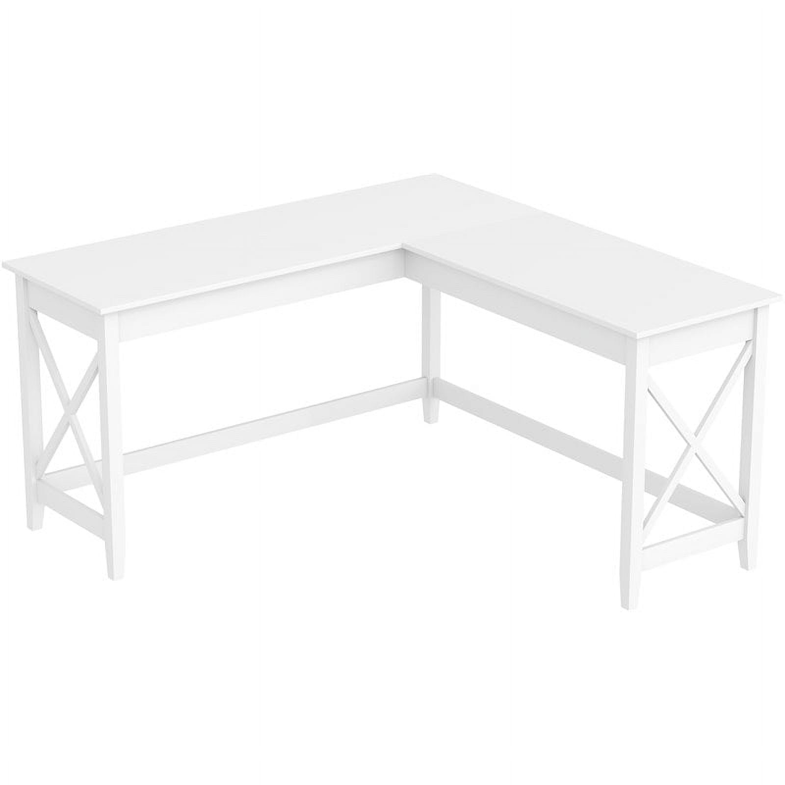Safdie & Co. 57"L LShaped Computer Desk with X Sides in White