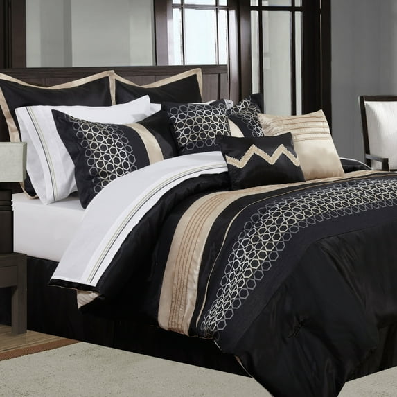 Safdie & Co. 7-piece Cavali Premium Microfiber King Comforter Set in Black