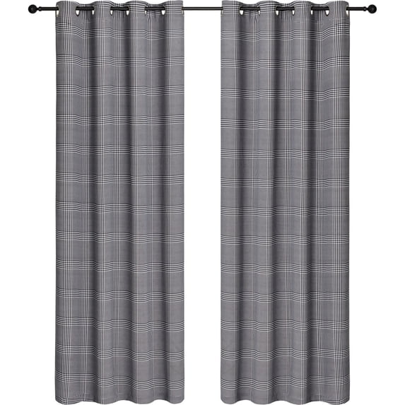 Safdie & Co. Curtain Room Darkening Houndstooth Check in Multi-Color (Set of 2)