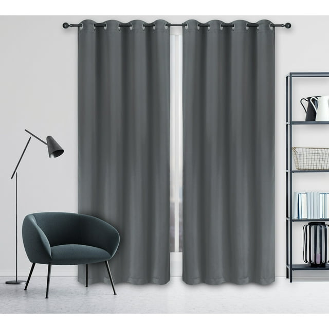 Safdie & Co. Curtain Total Blackout 84"L in Charcoal (Set of 2