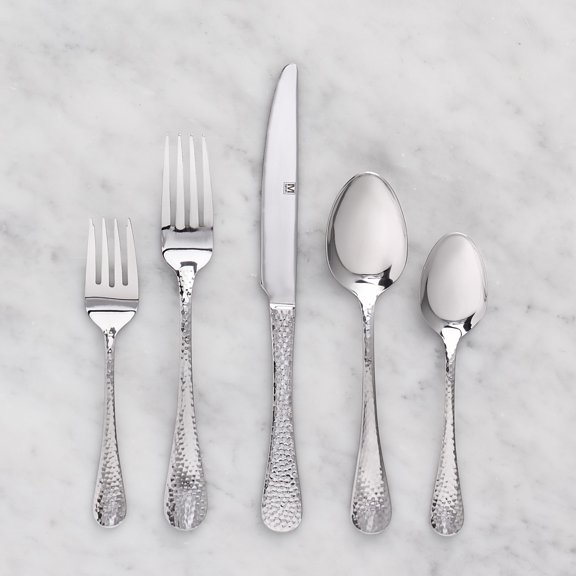 Flatware Hammered Stainless Steel 40PC Set Polaris