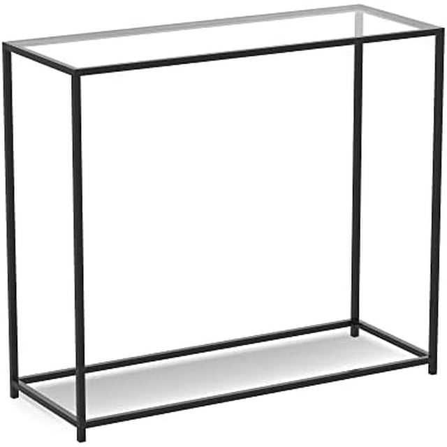 Safdie & Co. Metal Console Table with Glass, Black Console Tables for