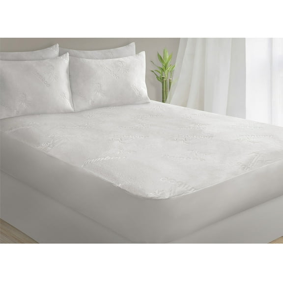 Mattress Protector Double Bamboo Jacquard White
