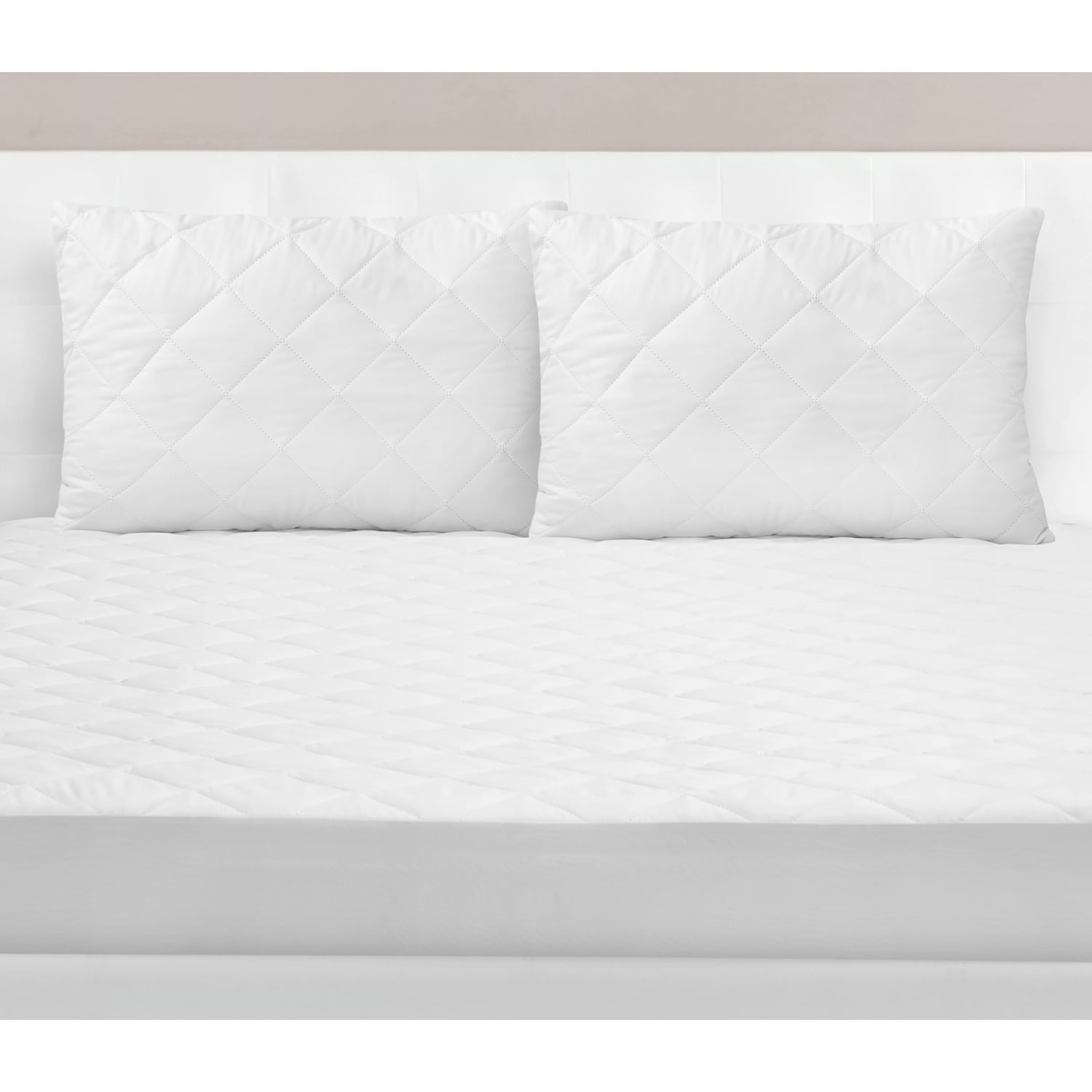 Safdie & Co. Quilted Standard Pillow Protector Cover in White (Set of 2