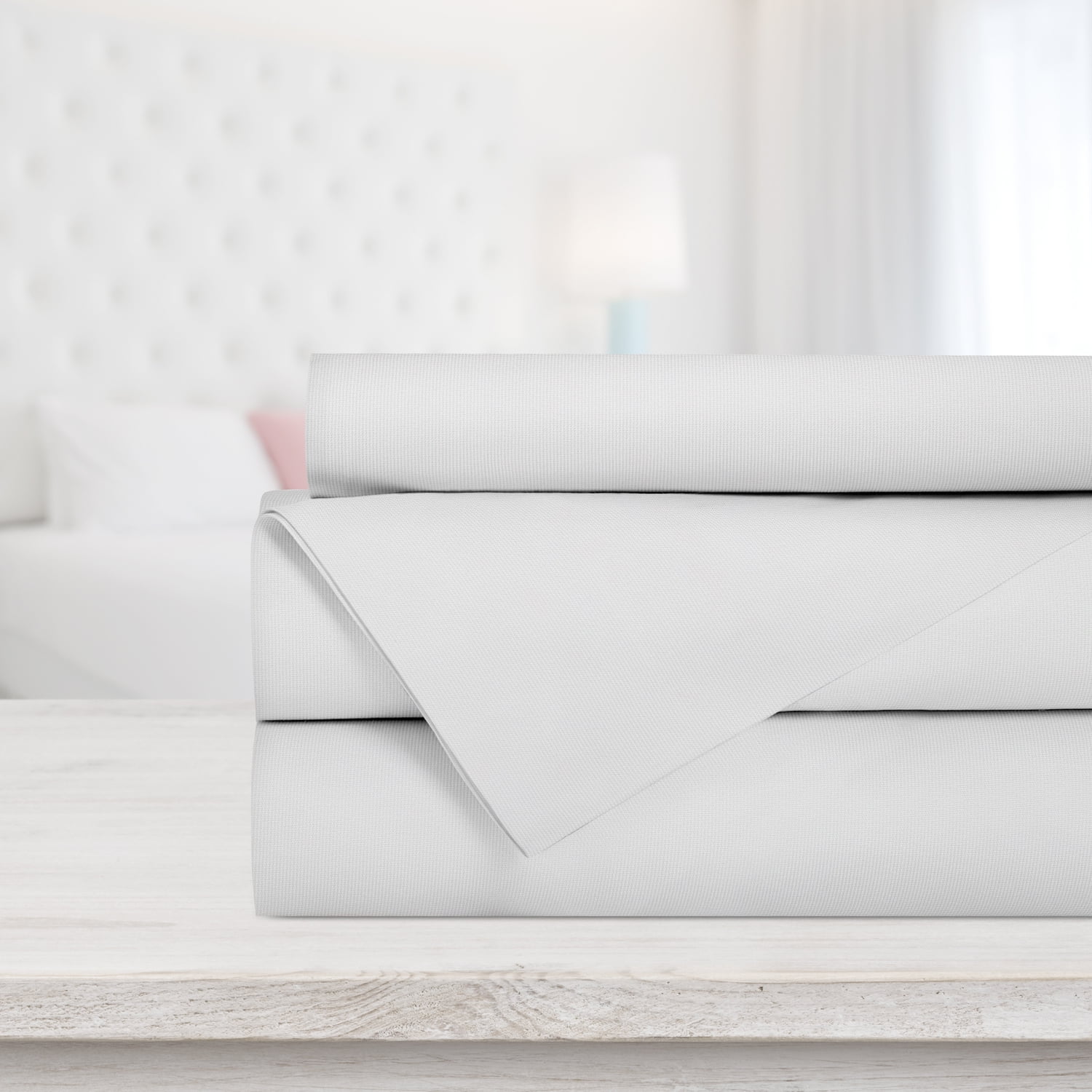 Safdie & Co. Solid 4 Piece Queen White Sheet Set