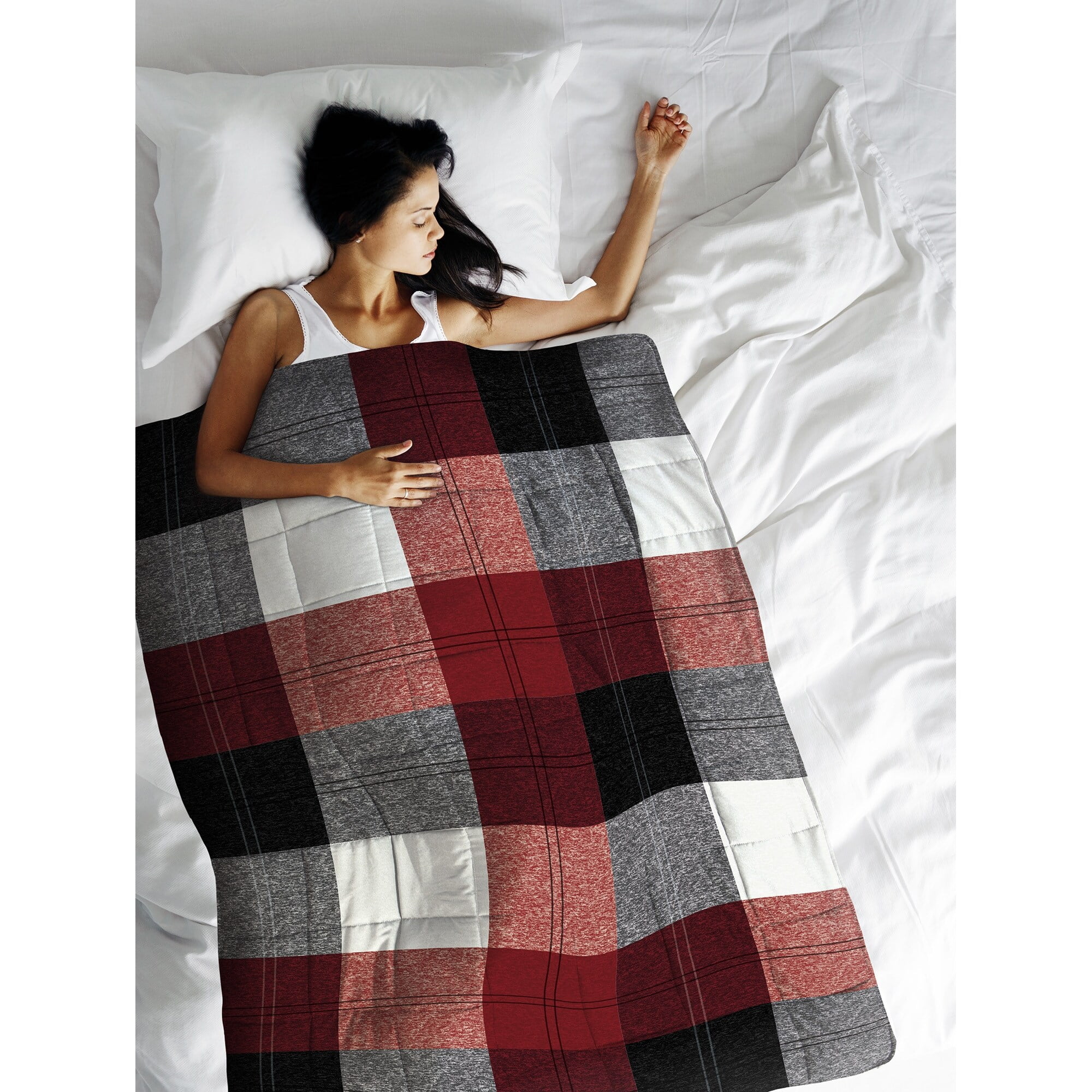 Red plaid weighted blanket hot sale