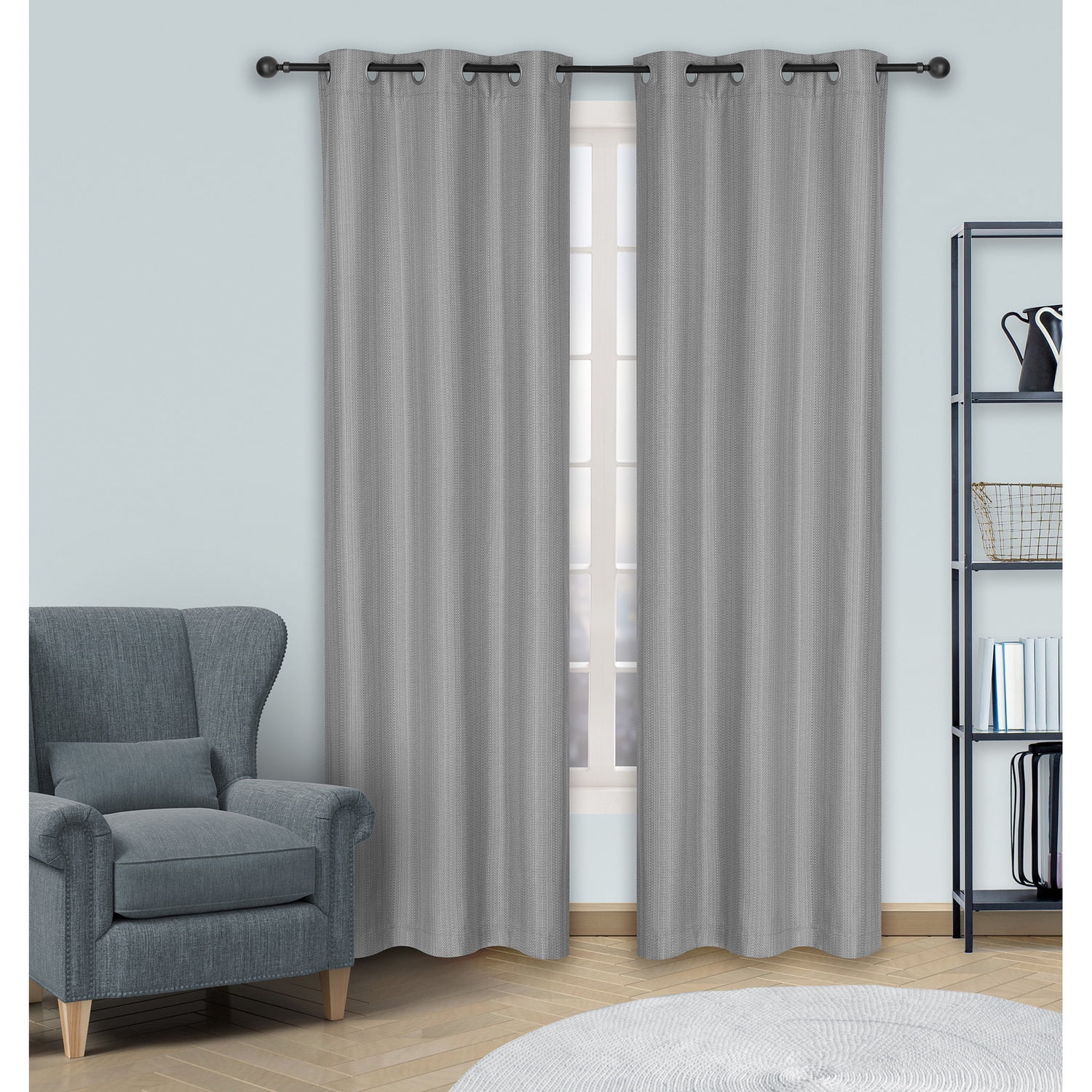 Light Gray Polyester Blackout Window Panel Pair