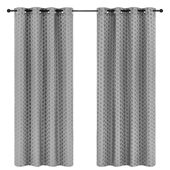 Safdie & Co. Wrinkle Free Curtain Jacquard Brayden 84"L in Grey