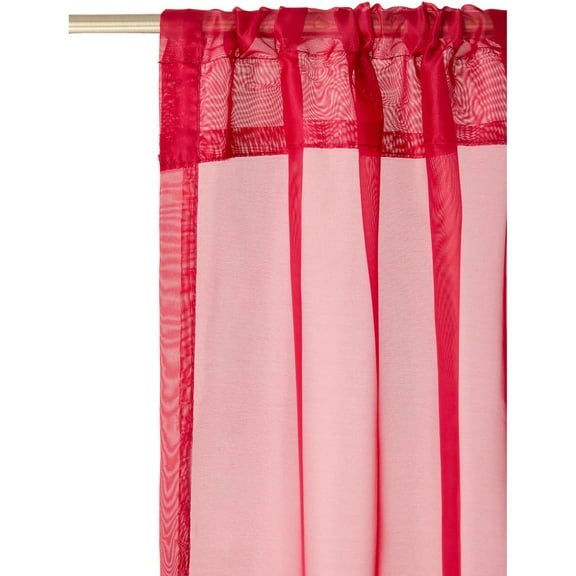 Safdie & Co. Wrinkle Free Curtain Sheer 86"L in Tango Red (Set of 2)