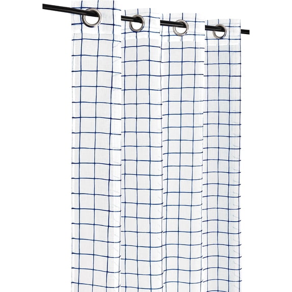 Safdie & Co. Wrinkle Free Curtain Sheer Check 84"L in Navy