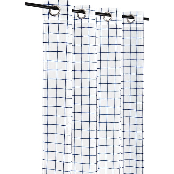 Safdie & Co. Wrinkle Free Curtain Sheer Check 84"L in Navy