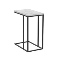 Safdie & Co. 19"L C-Shape Marble Accent Table in Black Metal