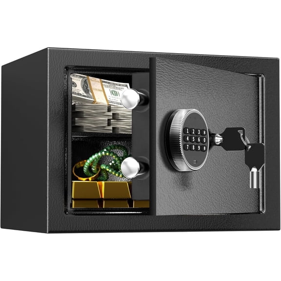 Safe,0.8 Cubic  Safe Box,Anti-   Lock Box with  Keypad and Key, Fire Proof Safes for  Documents Firearm   Valuables,13.8"W x 9.8"D x 9.8"H