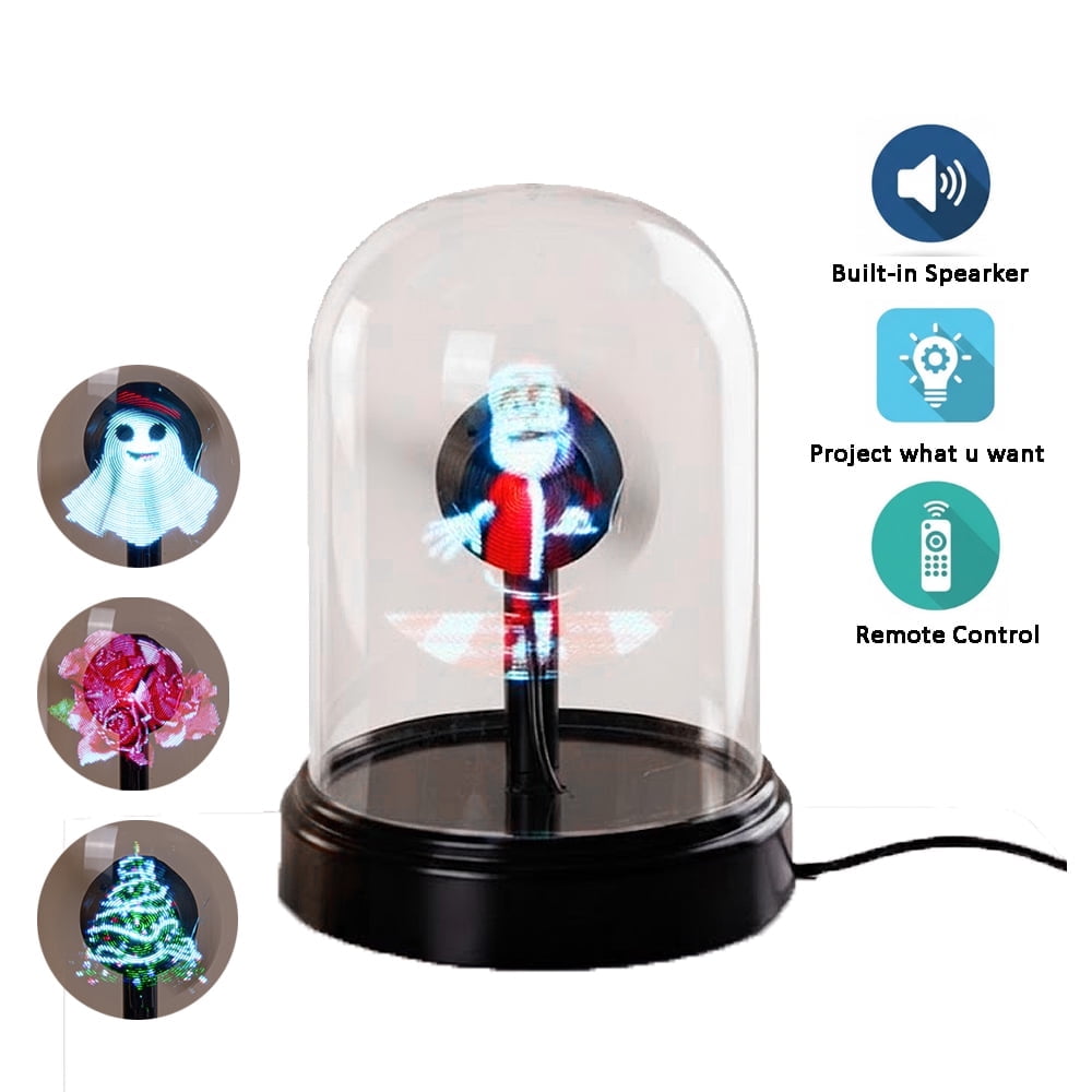 Safe 3D Hologram Fan Projector with Protective Cover, LED Advertising Display with Remote Control, Electronic Crystal Ball Effect & Music Speaker