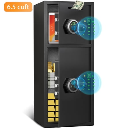 Safe 6.5 Cuft Large Fire Safe Home, With Silent Function And Led Lights, Numeric Keypad Home Safe With Deposit Slot And Dual Alarm System, Fingerprint Password Personal Safe