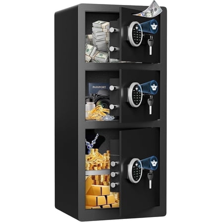 Safe, 8.0 Cu ft Extra Large Home Safe Box Fireproof Waterproof with Triple Door, Digital Safe with Deposit Slot, Key Hook & Adjustable Shelf, Money Safes with Backlit Keypad & Dual Alarm for Home