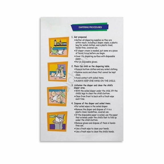 Safe And Healthy Diaper Changes Guide Poster (1) Canvas Painting Posters And Prints Wall Art for Living Room Bedroom Decor