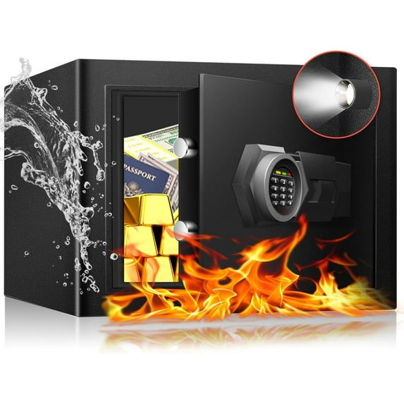 Safe Box, 1.0 Cu Ft Home Safe, Steel Security with Digital Electronic Keypad, Safety Lock Box for Home, for Documents Money Jewelry Guns