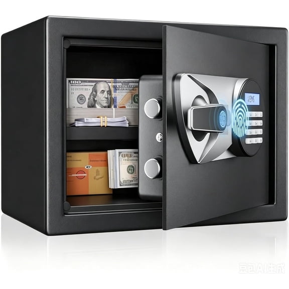 Safe Box 1.2 Cubic Biometric Safe Quick Access Fingerprint Lock Box for , with System LCD Display and Fireproof Bag