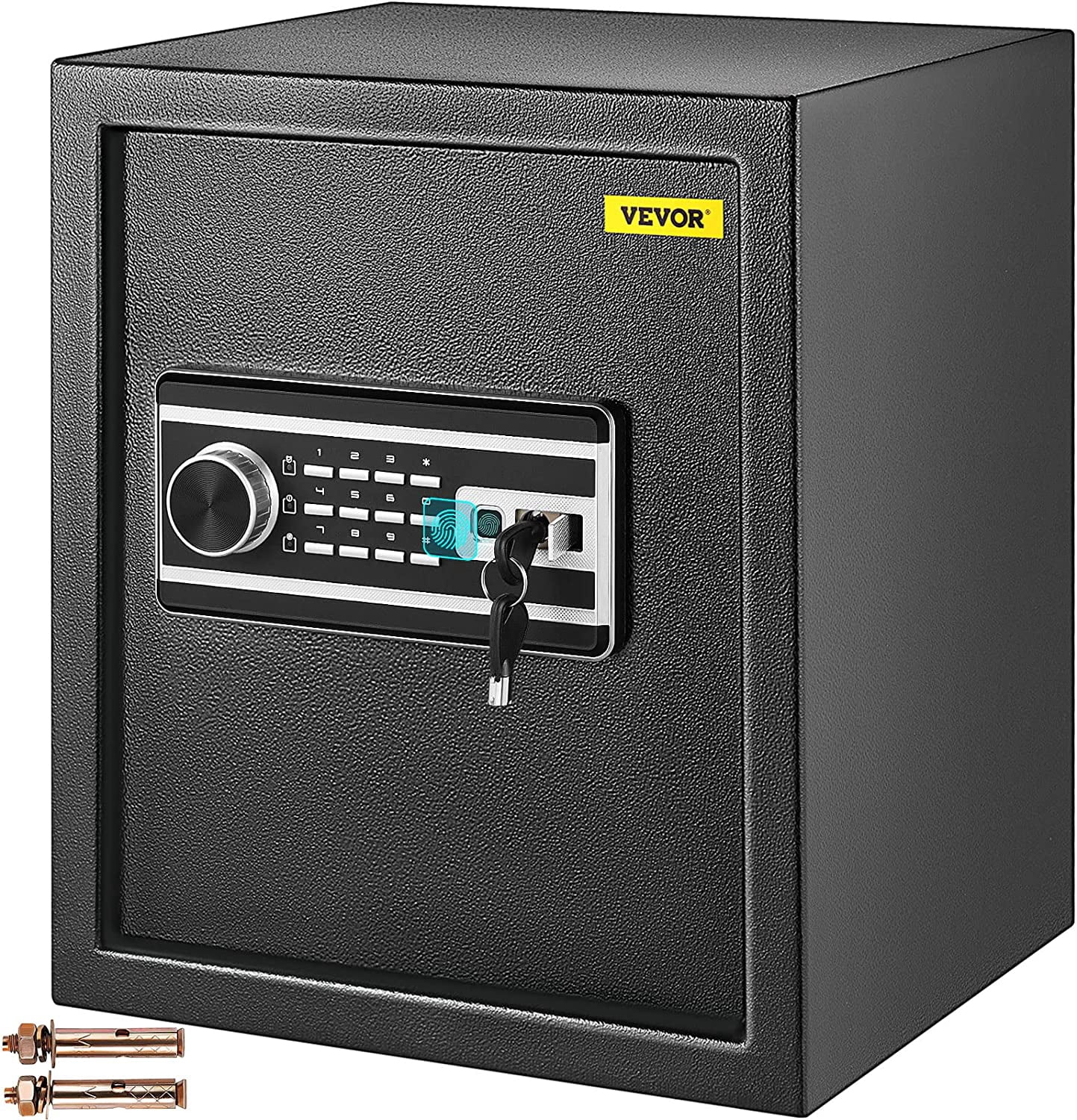 Safe Box, 1.7 CU.FT Fingerprint Safe Box for Money w/ 2 Keys & Digital Keypad, Q235 Steel Fireproof Safe Box for Storing Cash, Jewelry, Pistols, Documents, Watches in Home & Office & Hotel