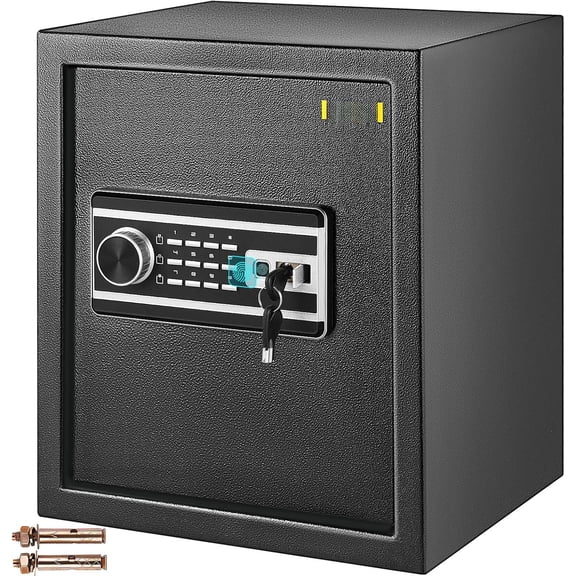 Safe Box, 1.7 CU.FT Fingerprint Safe Box for w/ 2 & Digital Keypad, Q235 Steel Fireproof Safe Box for Storing , , , Documents, Watches in & Office & Hotel