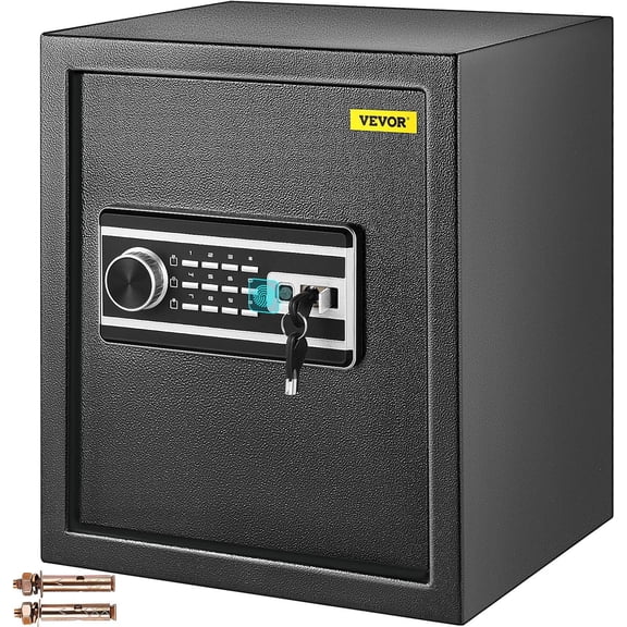 Safe Box, 1.7 CU.FT Fingerprint Safe Box for w/ 2 & Digital Keypad, Q235 Steel Fireproof Safe Box for Storing , , , Documents, Watches in & Office & Hotel