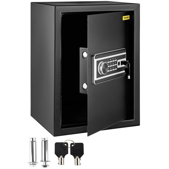 Safe Box, 2.1 CU.FT Fingerprint Safe Box for Money w/ 2 Keys & Digital Keypad, Q235 Steel Safe Box for Storing Cash, Jewelry, Pistols, Documents, Watches in Home & Office & Hotel 60 L Black