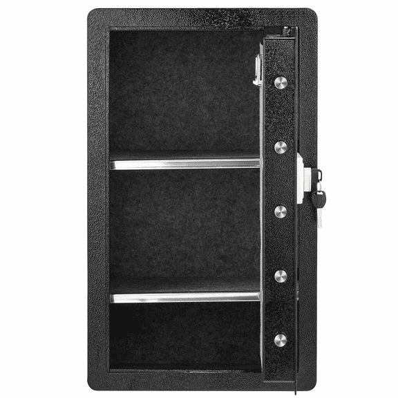 Safe Box - 4.0 cu.ft Fingerprint Safe with Key & Password - Fireproof Security Lock Box for Money, Jewelry, Documents, Valuables - Black