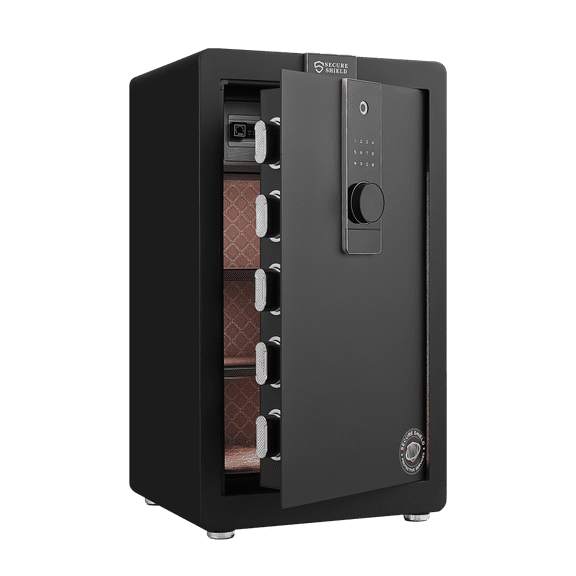 Safe Box with Biometric Recognition, Built-in Removable Partition And Flexible Compartment Partition, Dual Protection with Electronic Password Lock, Private And Invisible Hidden Compartment Structure