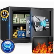Safe Box,Blacksmith 1.0 Cuft Biometric Safes Lock Box with Fingerprint and Keypad,Security Money Safe Lock Cabinet Money Vault with Fireproof Document Bag and Removable Shelf,Black
