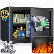 Safe Box,Blacksmith 1.0 Cuft Biometric Safe Lock Box with Fingerprint,Code and Keys Access,16 Gauge Solid Steel Heavy Duty Security Money Safe Lock Cabinet with Fireproof Document Bag,Black