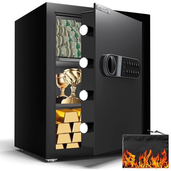 Safe Box, Safe with Key & Fireproof Bag, Safe for Office Cabinet, Anti- Safety Box, Digital Keypad, System - 2.0 Cubic