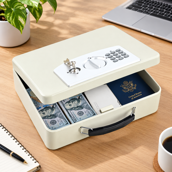 Safe Box With Digital Keypad Lock Code For Personal Items Metal Security Passport Ideal Home Office Garsale 11.8'' X 9.4'' 3.5''