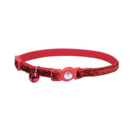 Safe Cat Jeweled Adjustable Breakaway Cat Collar - Red Glitter