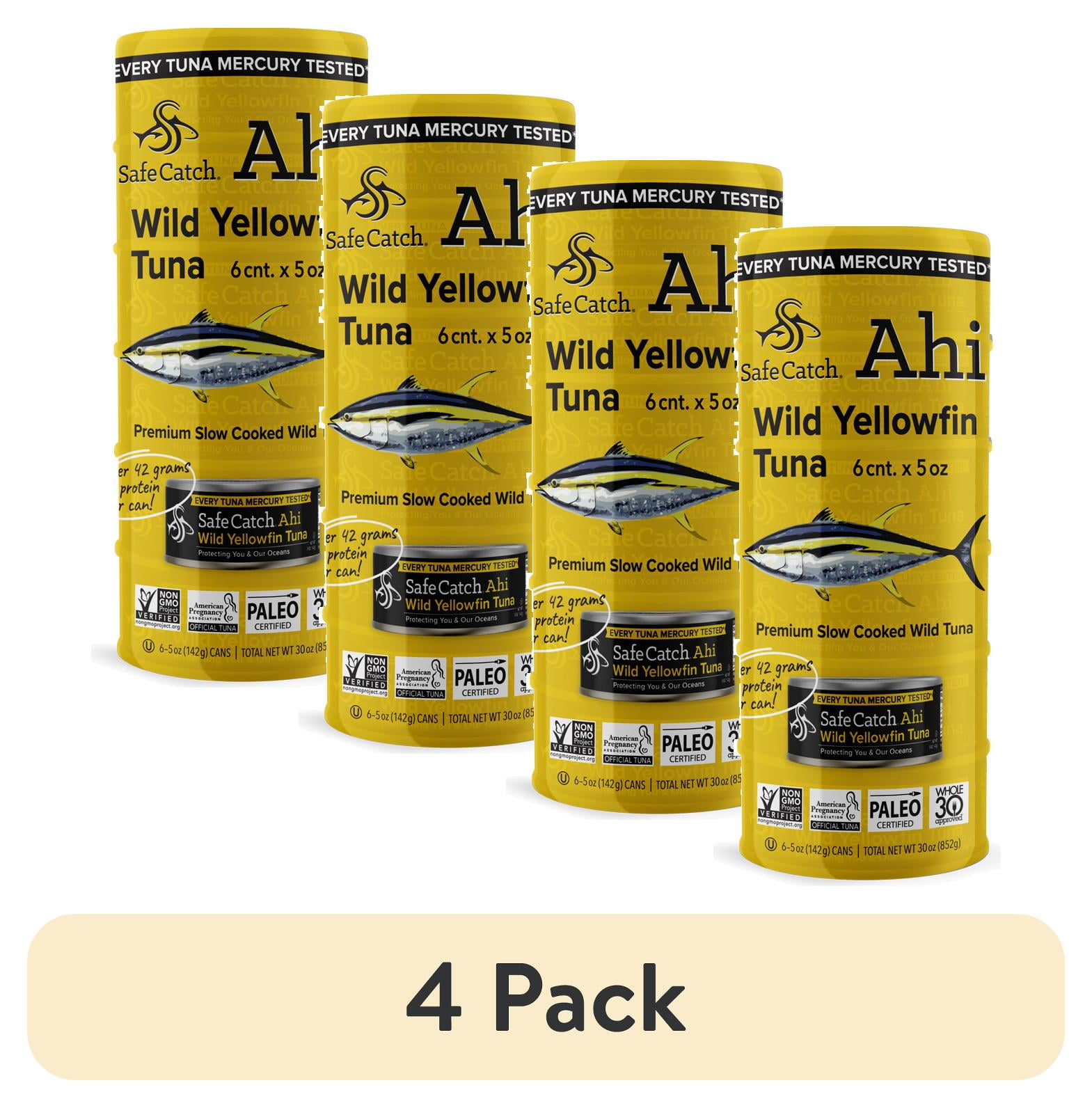 (4 pack) Safe Catch Ahi Wild Yellowfin Tuna, 5 Oz, 6 Count