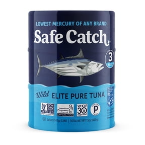 Safe Catch Wild Elite Pure Tuna, 3 Pack, 5 oz Cans Lowest Mercury Canned Tuna with 40g Protein per Can