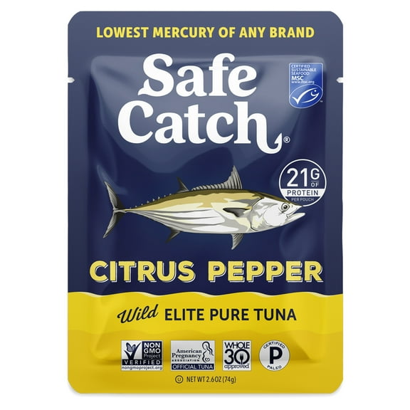Safe Catch Seasoned Elite Wild Tuna, Citrus Pepper, 2.6 oz pouch
