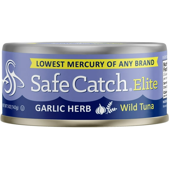 Safe Catch Elite Garlic Herb Wild Tuna, 5 oz Can – Mercury Tested Tuna in Avocado Oil
