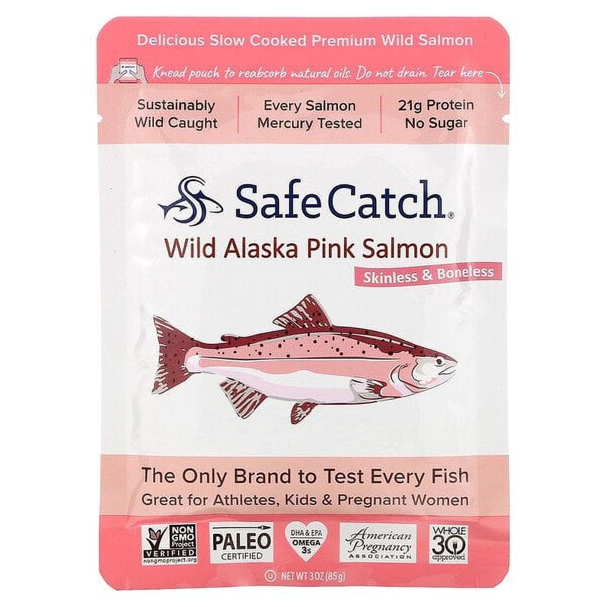 Safe Catch, Wild Alaska Pink Salmon, Skinless & Boneless, 3 oz (85 g) Pack of 3