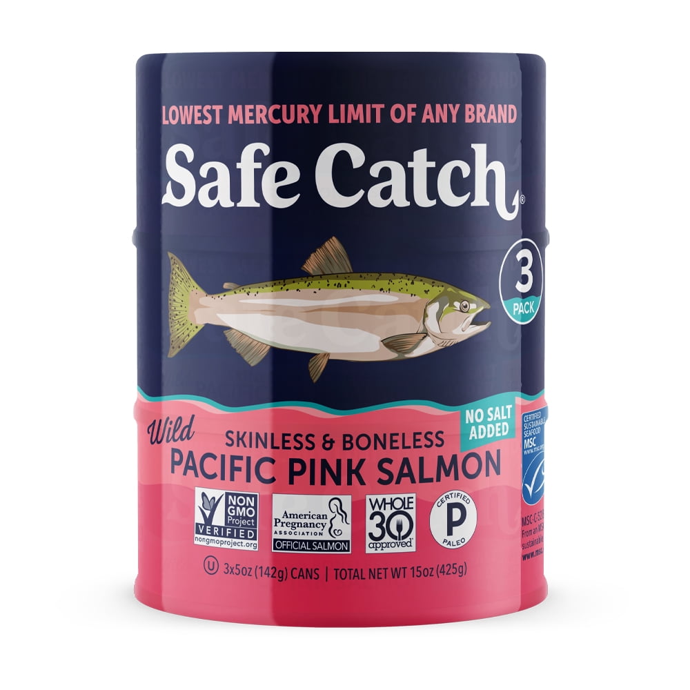 Safe Catch Wild Pink Salmon, No Salt Added, 5 oz can, 3 pack